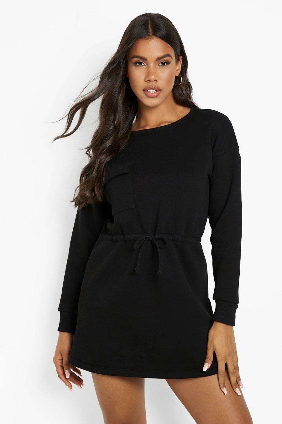 Black Pocket Detail Sweatshirt Dress image number 1