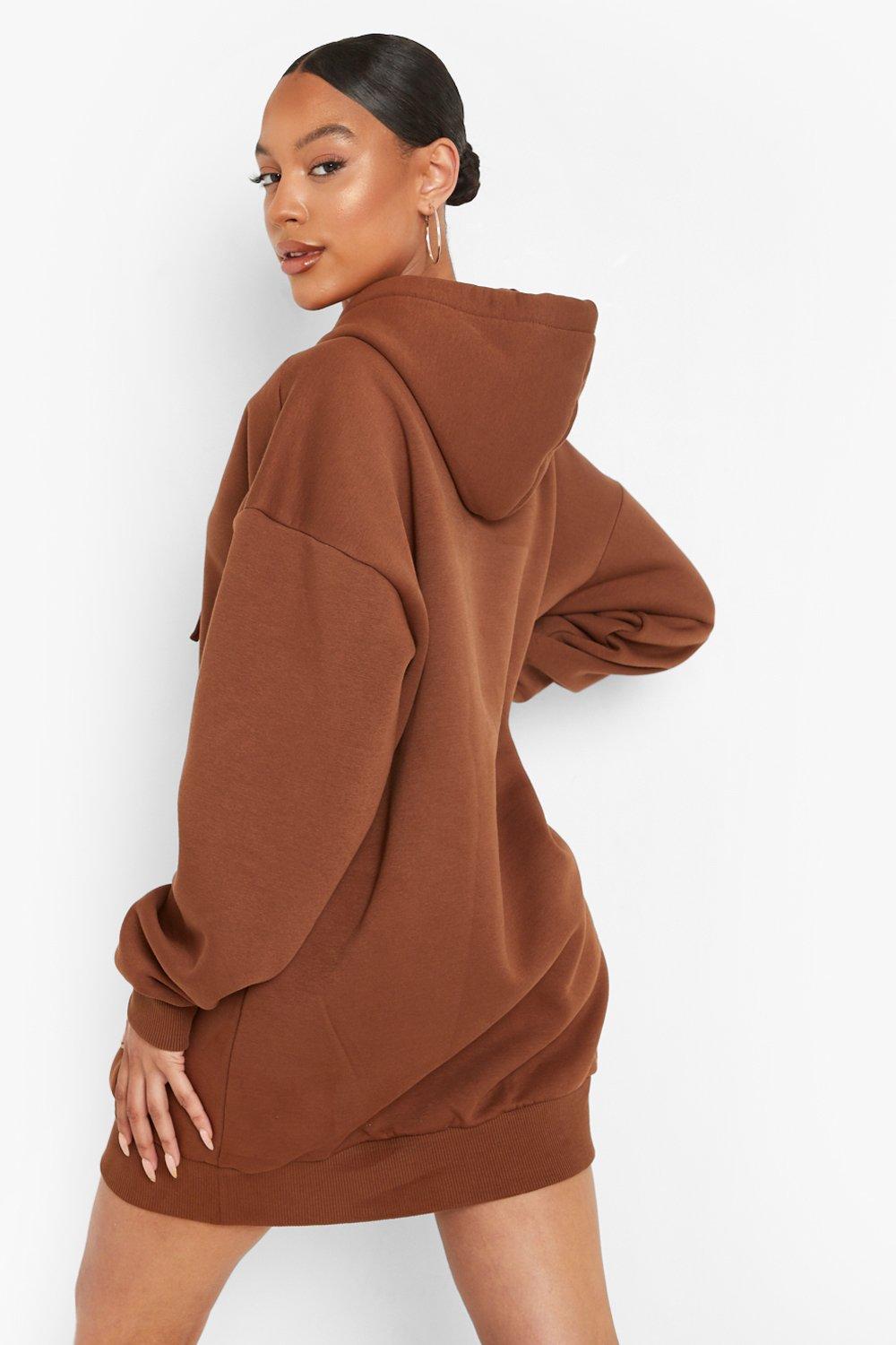 Brown cheap hoodie dress