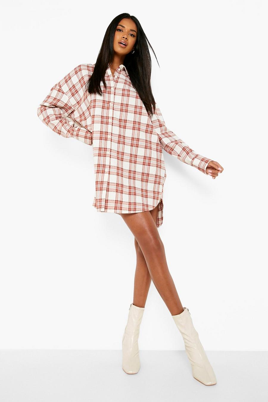 Stone Oversized Flannel Shirt Dress image number 1