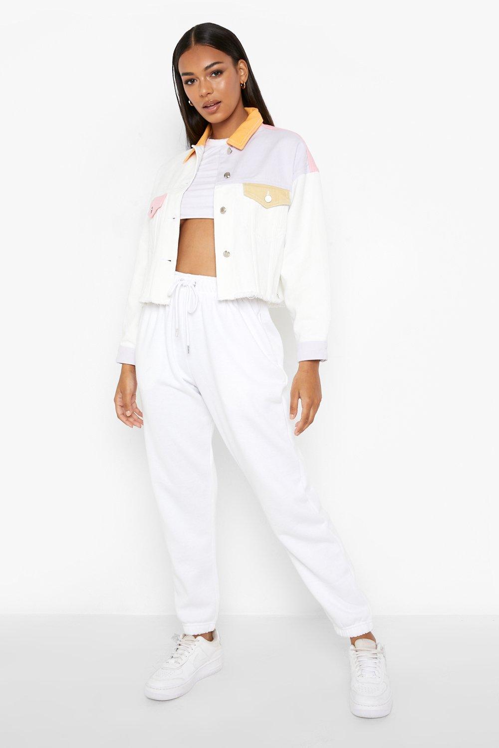 White denim jacket on sale boohoo