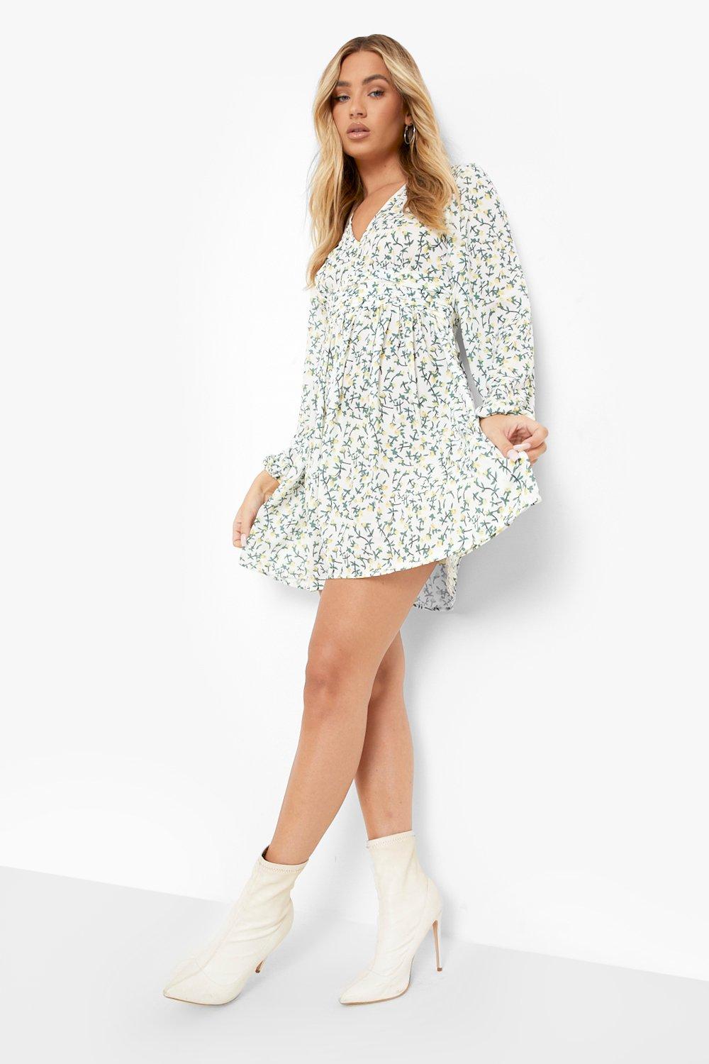 Ruched waist floral outlet tea dress