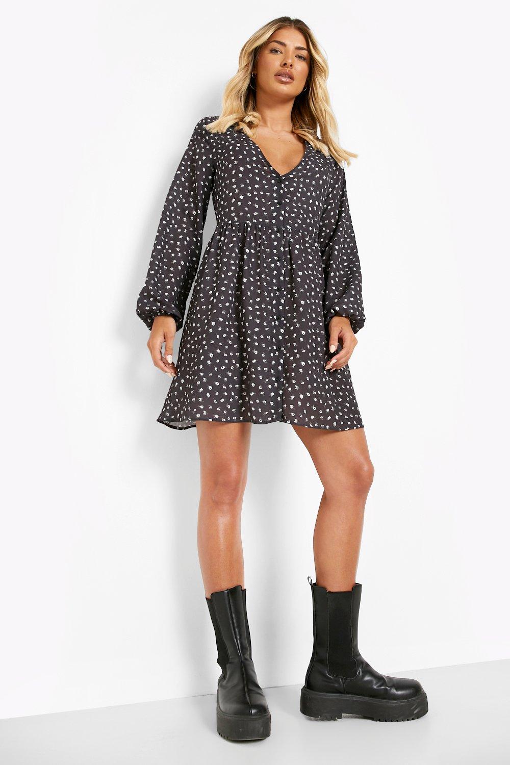 Button down 2025 smock dress