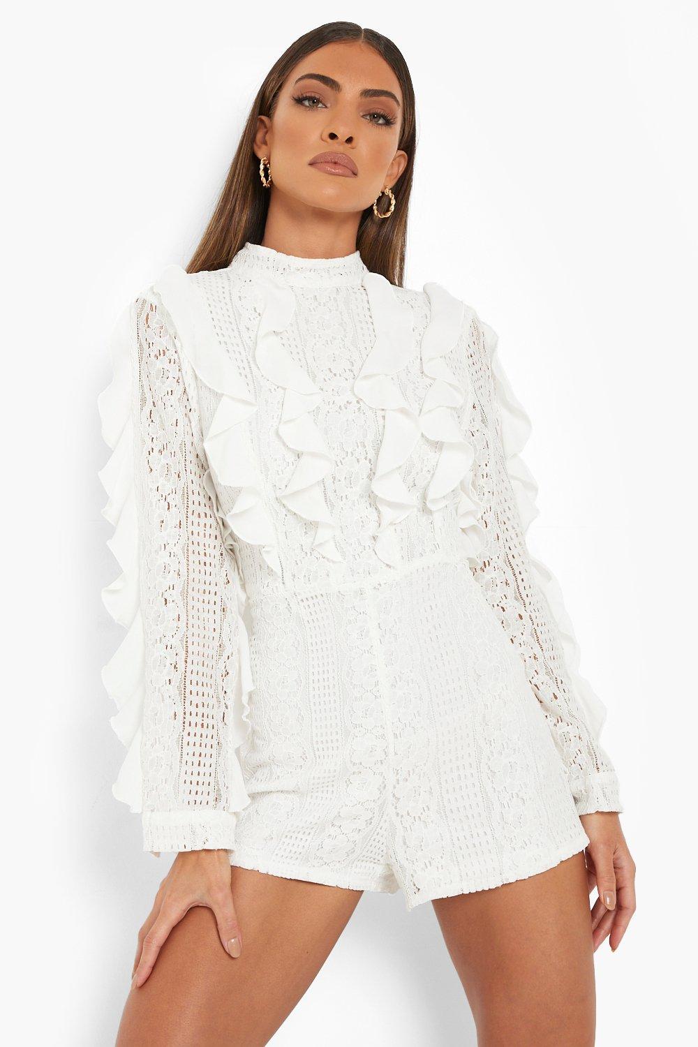 white high neck playsuit