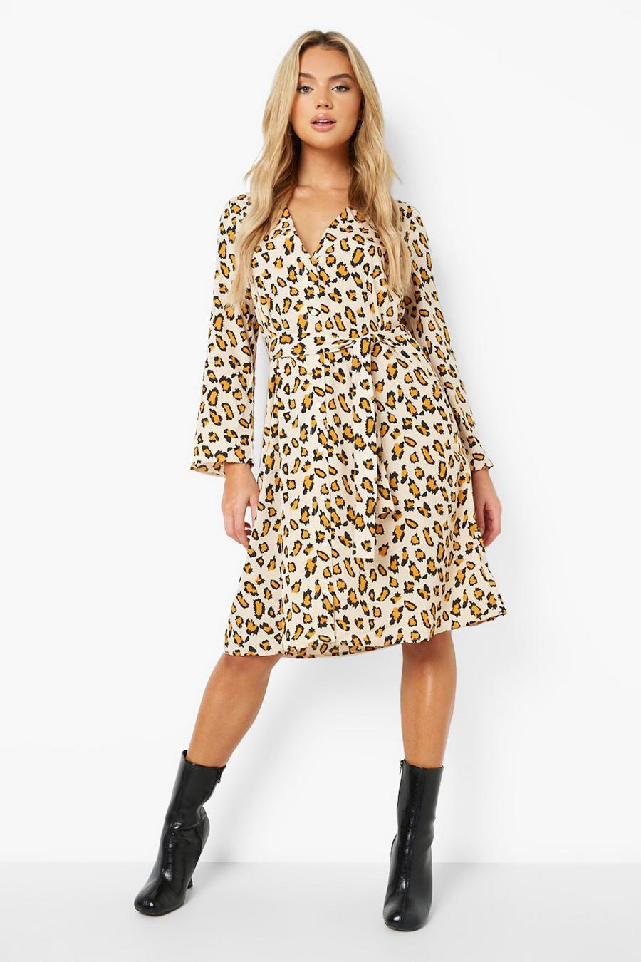 Natural Animal Button Front Midi Dress image number 1