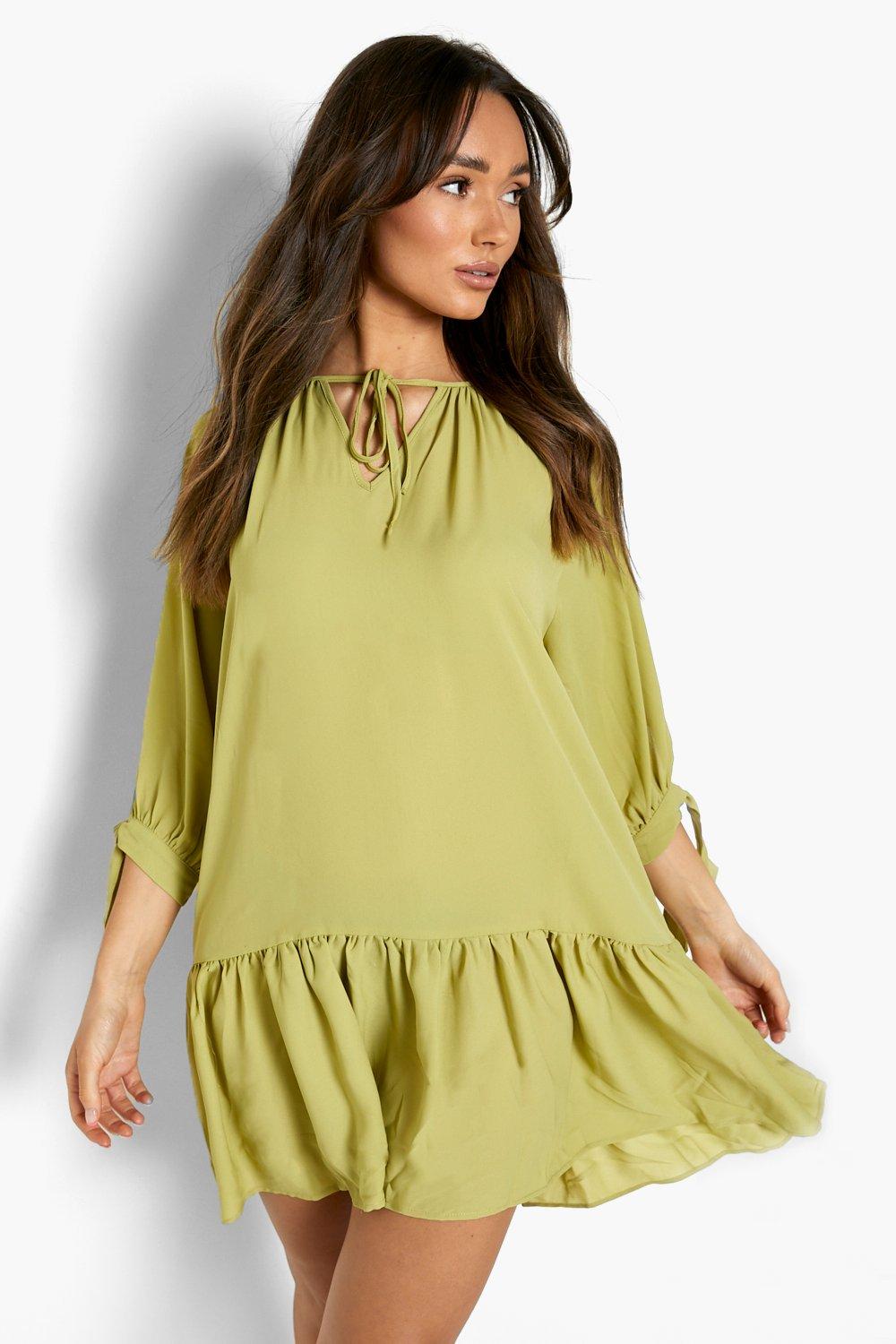 tie neck smock dress