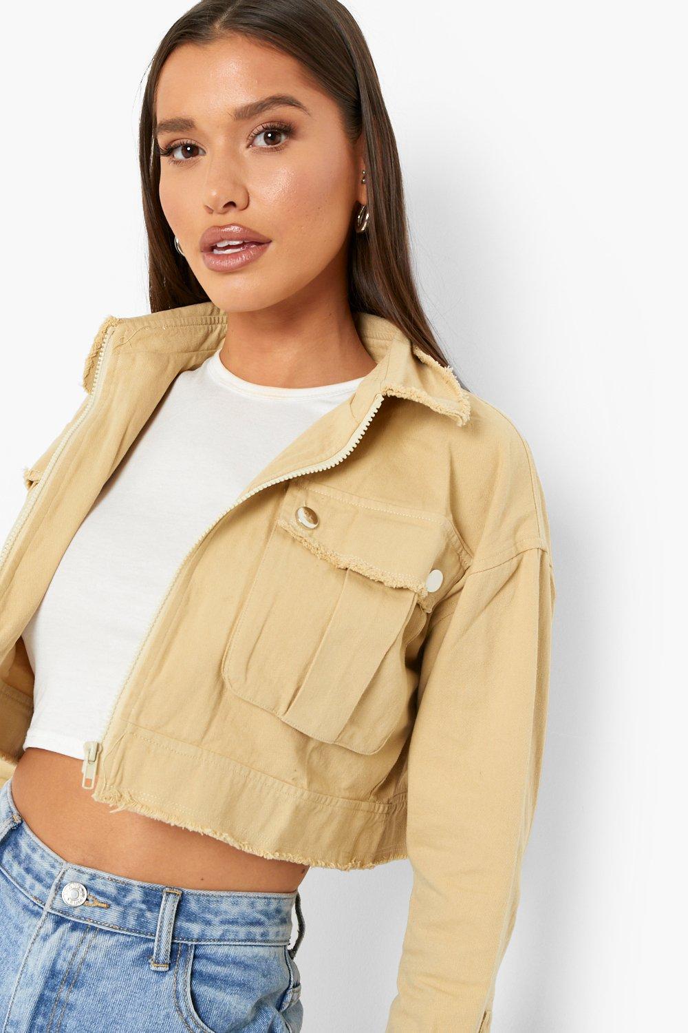 CROPPED TWILL UTILITY JACKET