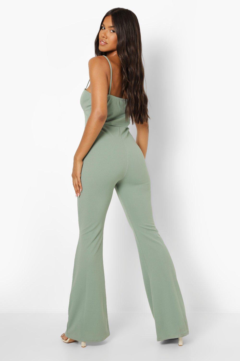 Plus Size Sequin V-Neck Flared Jumpsuit