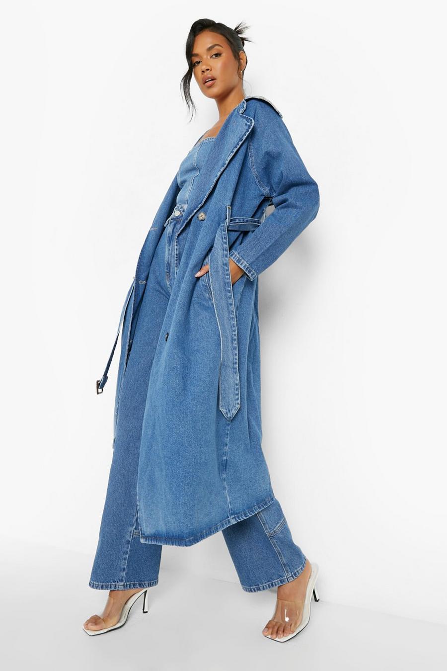 Trench oversize in denim, Blue azzurro image number 1