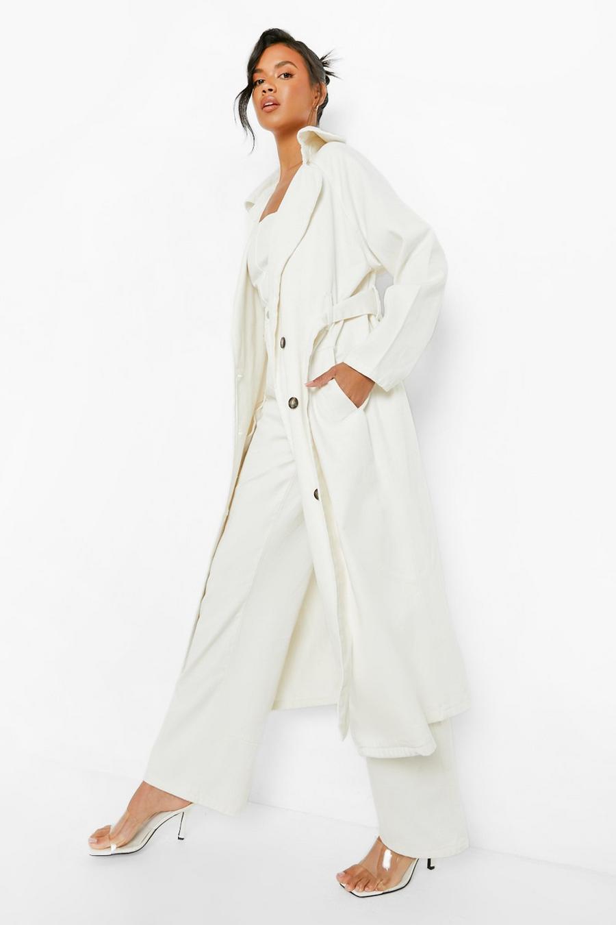 Off white Oversized Baggy Denim Trenchcoat