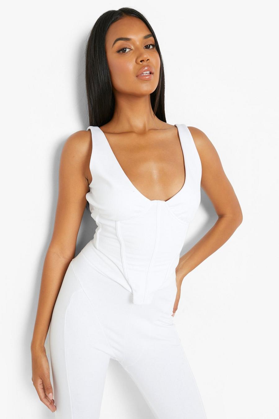 Top a corsetto in jersey, White image number 1