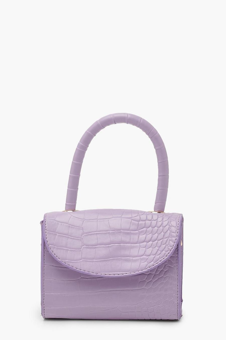 Lilac Liten handväska med krokodilskinnseffekt image number 1
