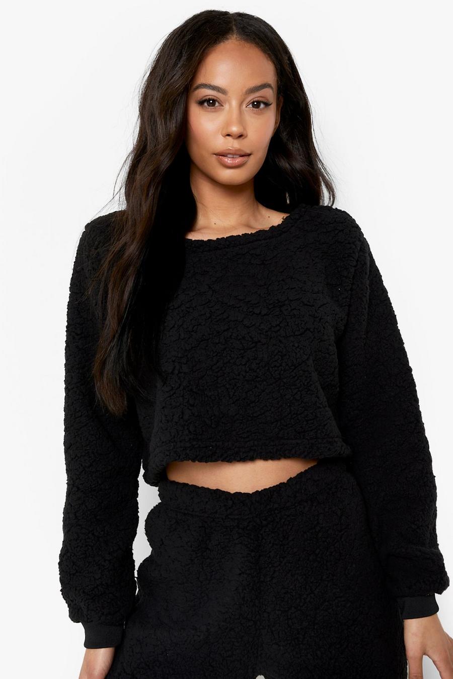 Black Tall Mix And Match Fluffy Crop Top image number 1