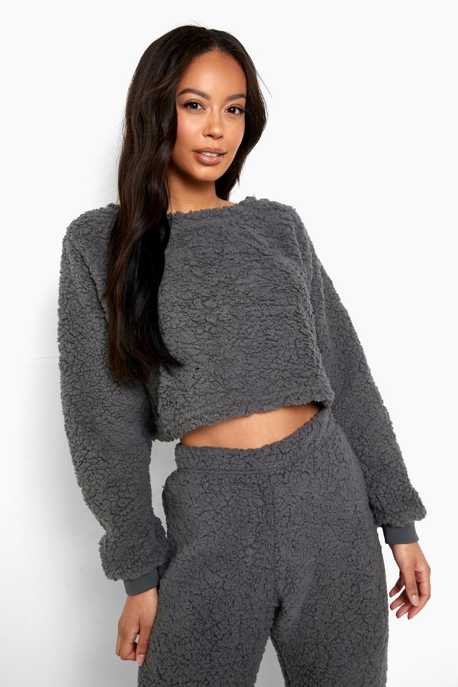 Grey Tall Mix And Match Fluffy Crop Top image number 1