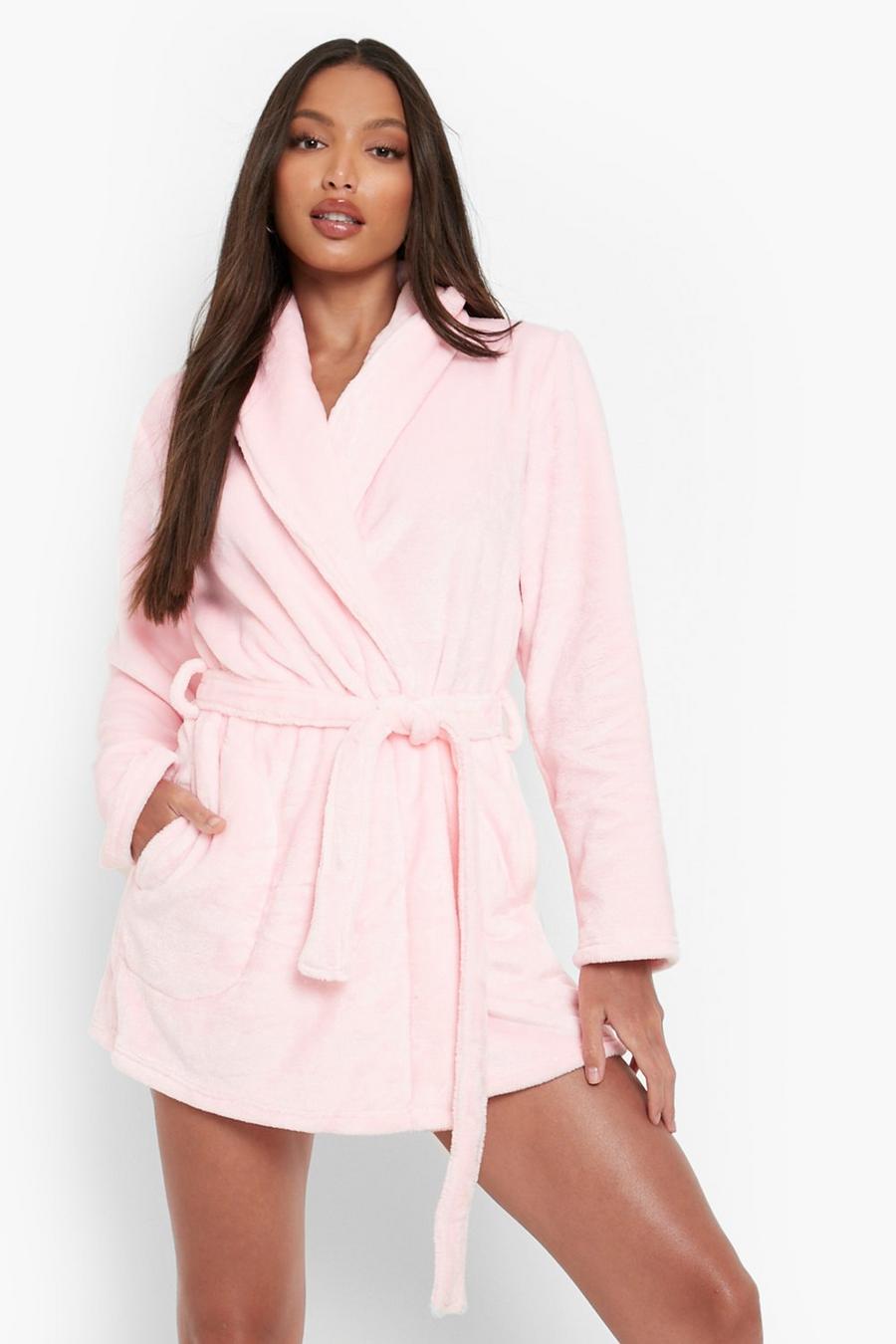 Blush pink Tall Recycled Basic Fluffy Dressing Gown