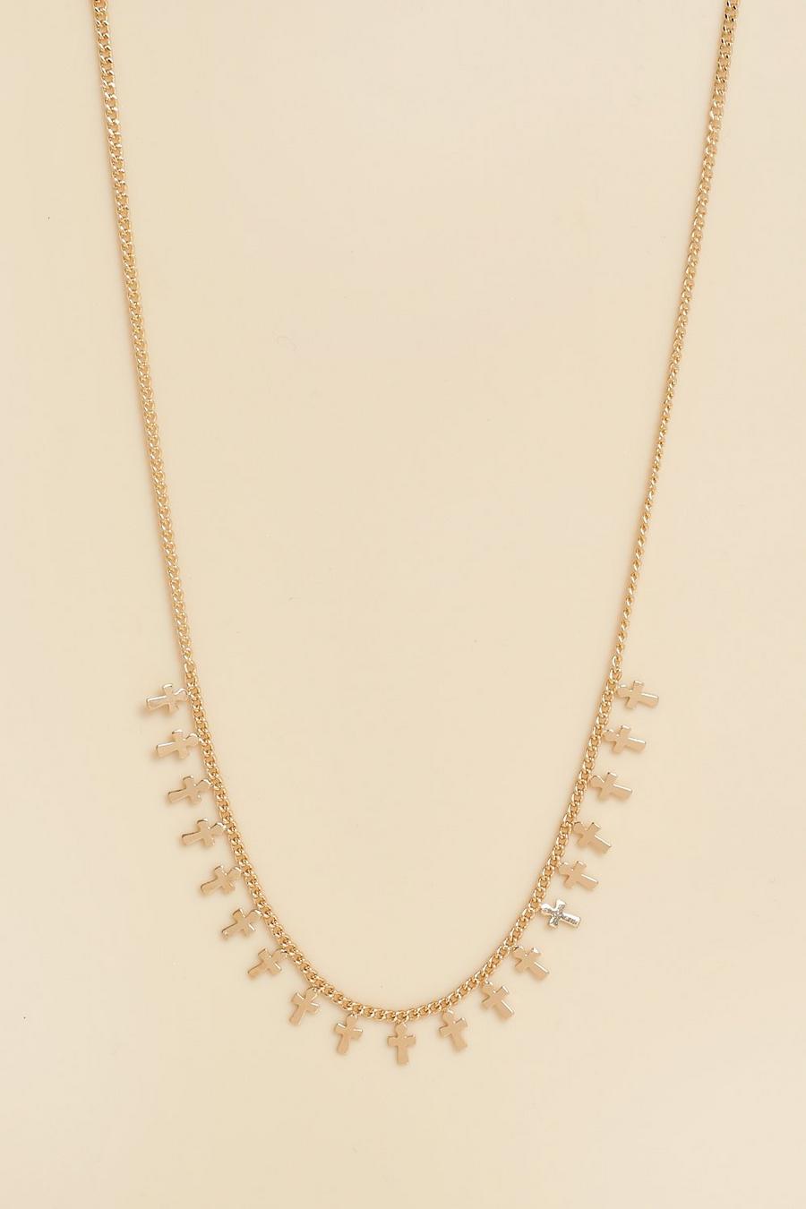 Collier ras-de-cou avec petits pendentifs croix en métal , Gold image number 1