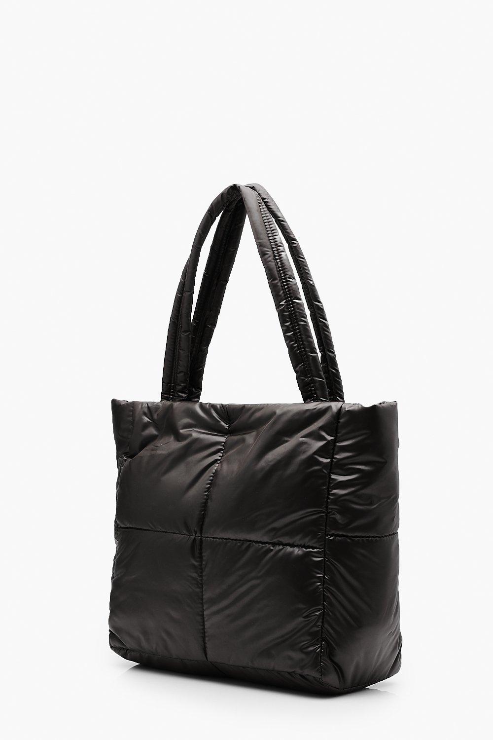 Large black quilted tote bag hotsell