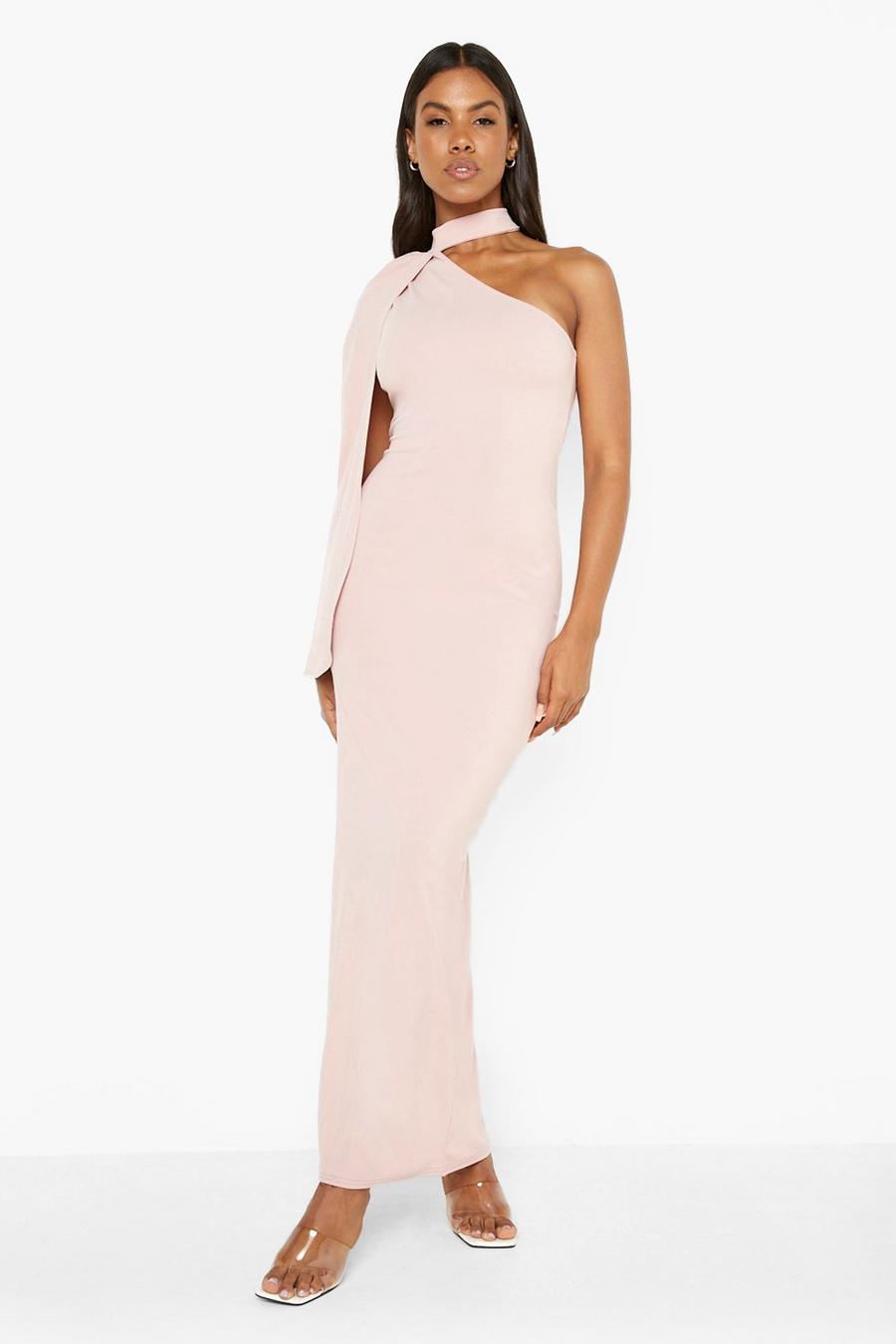 Dusty pink One Shoulder Cape Maxi Dress image number 1