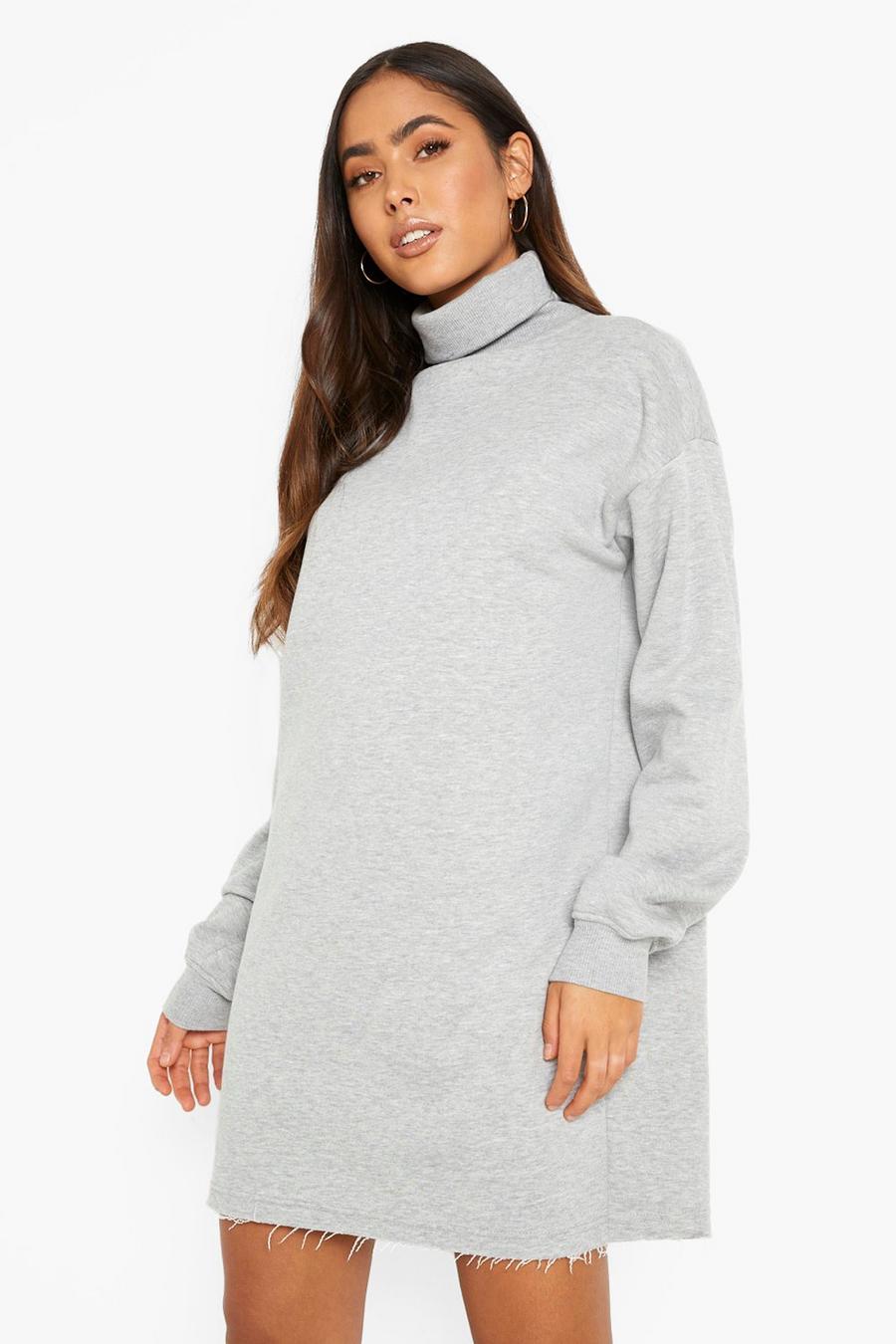 Sweatshirt-Kleid mit Rollkragen, Grey marl image number 1