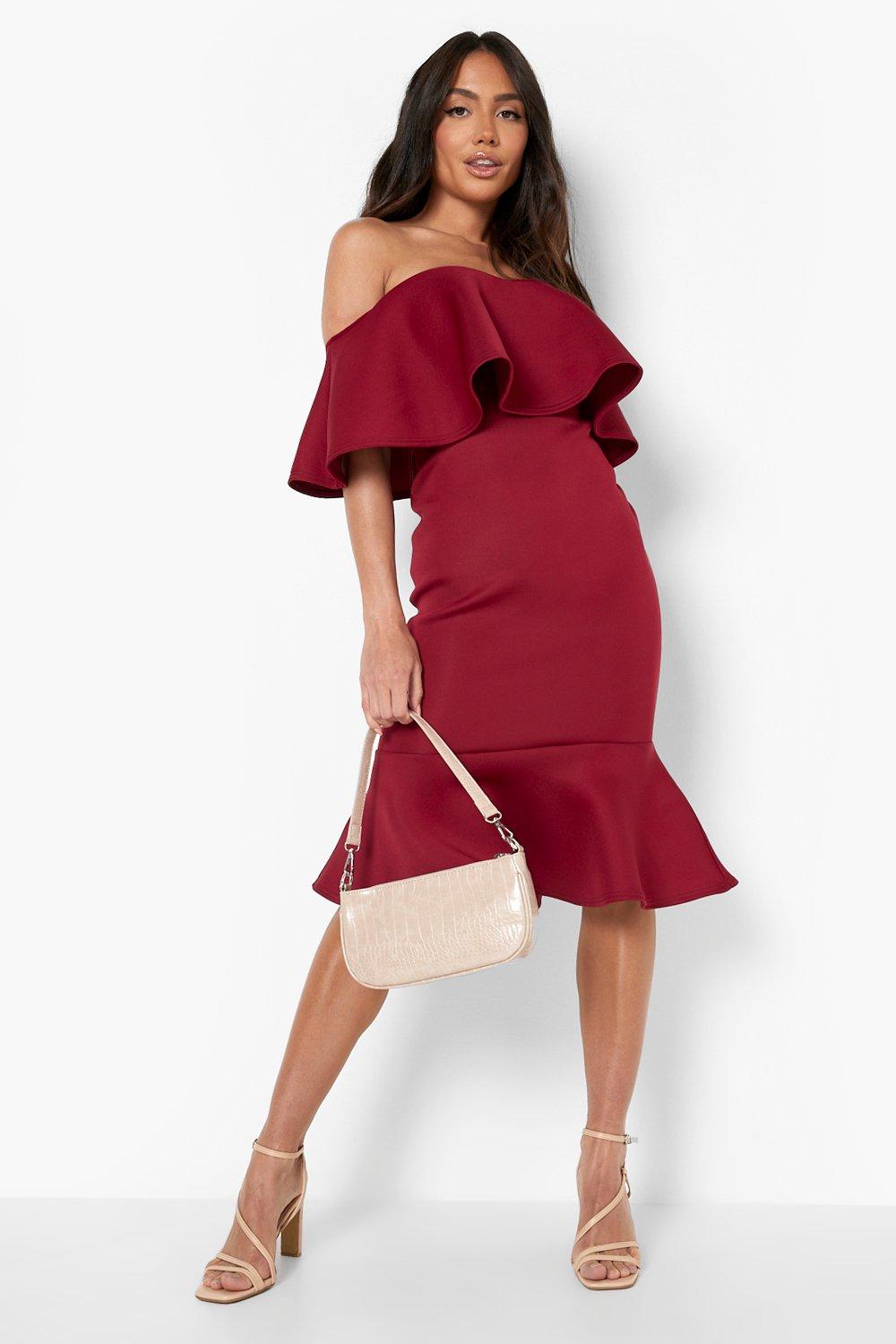 Scuba frilled shop midi dress