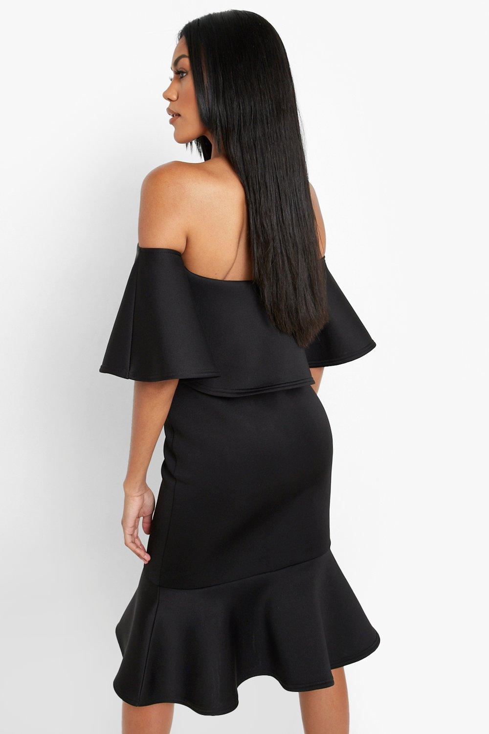 Scuba frill midi clearance dress