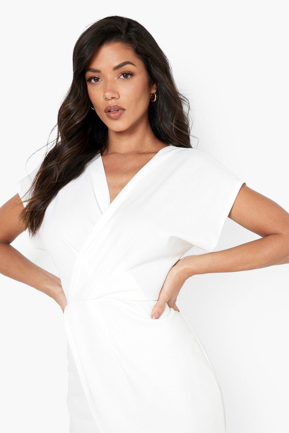 Boohoo white shop wrap dress