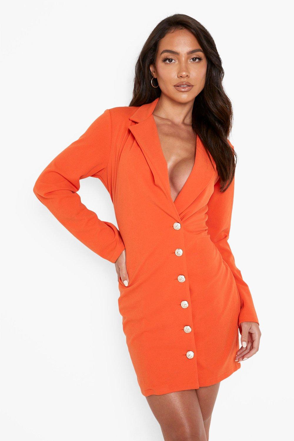 orange button dress