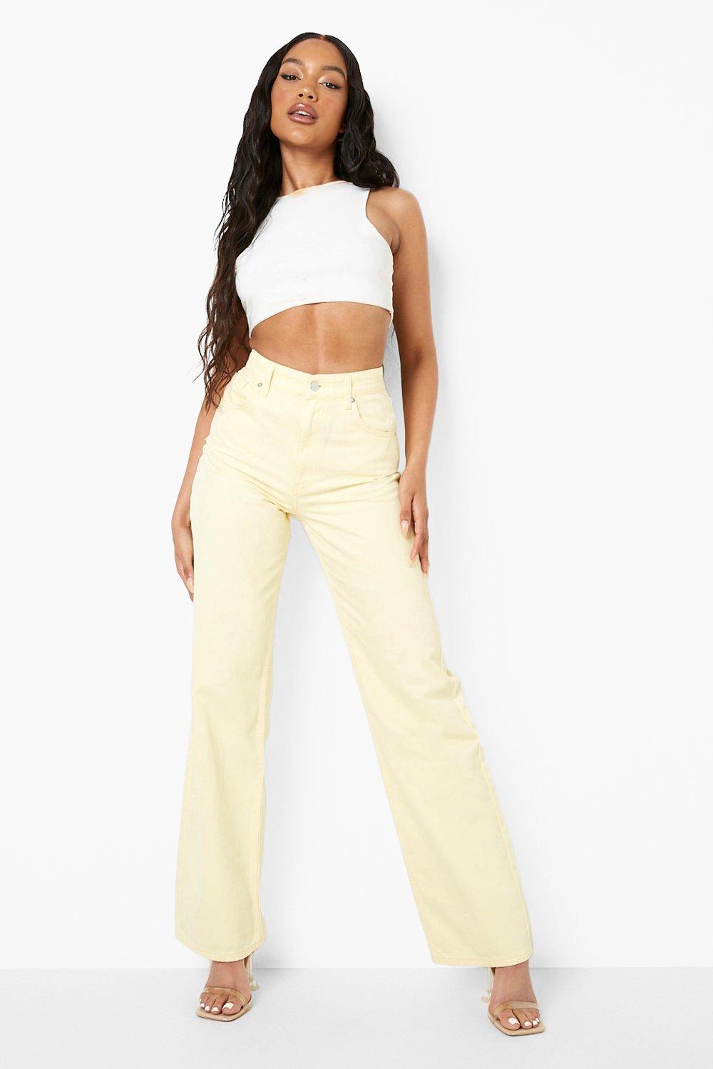 Yellow wide hot sale leg jeans