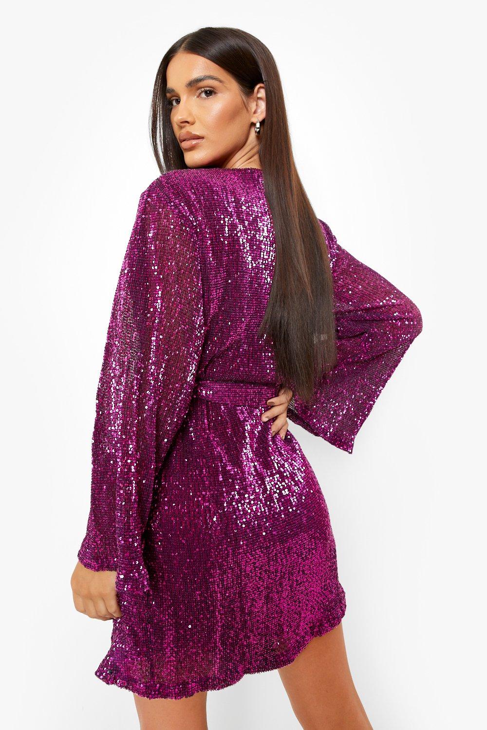 Sequin bell sleeve outlet dress