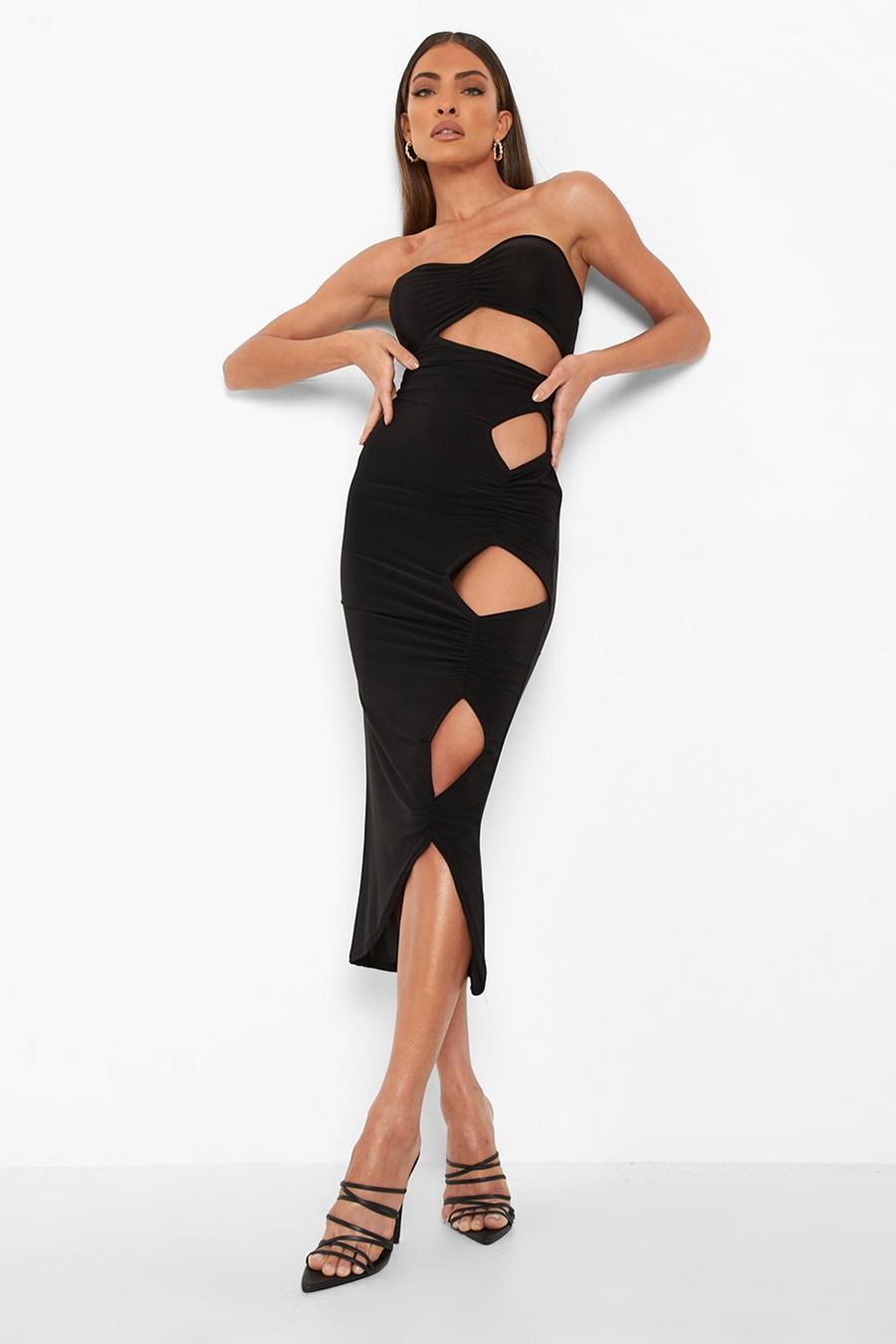 Black Cut Out Detail Bodycon Midaxi Dress image number 1