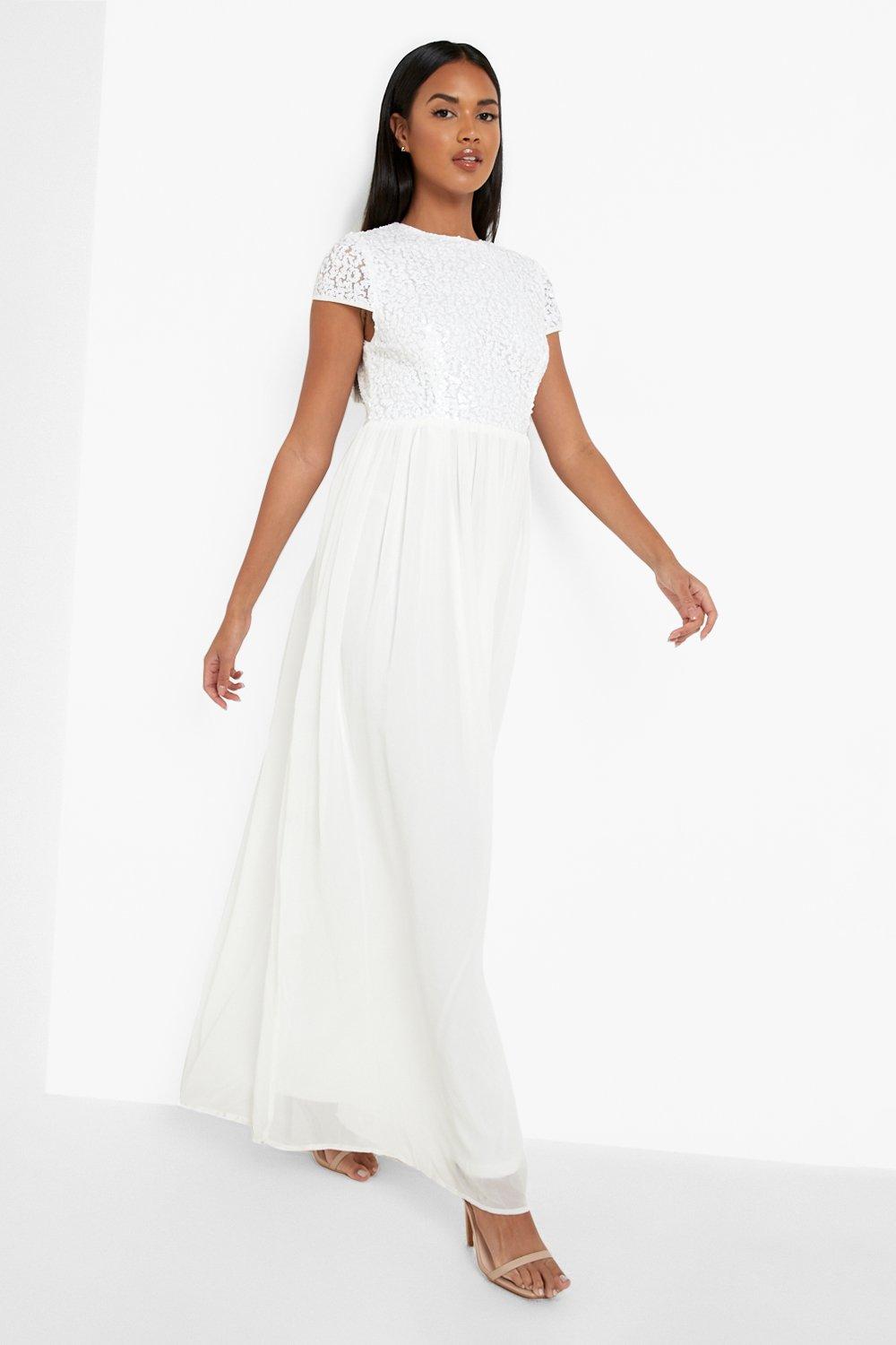 Sequin Cap Sleeve Maxi Dress | boohoo