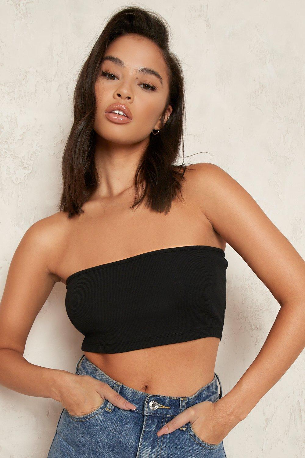 ToBeInStyle Women's Seamless Bandeau Tube Top Ribbed Without Pad - Black -  One Size : : Clothing, Shoes & Accessories