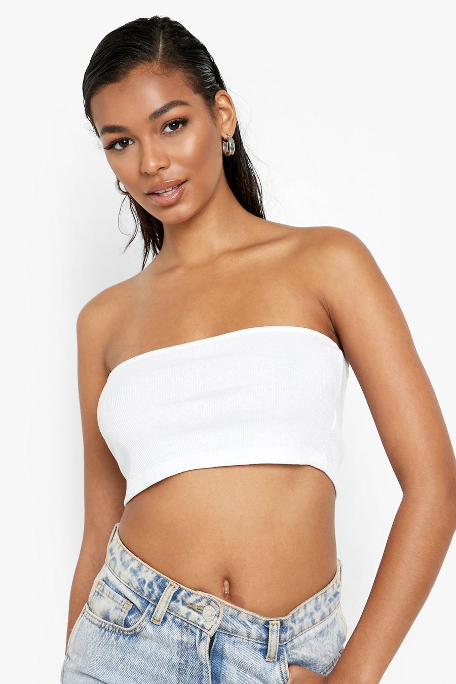 White Rib Bandeau Top image number 1
