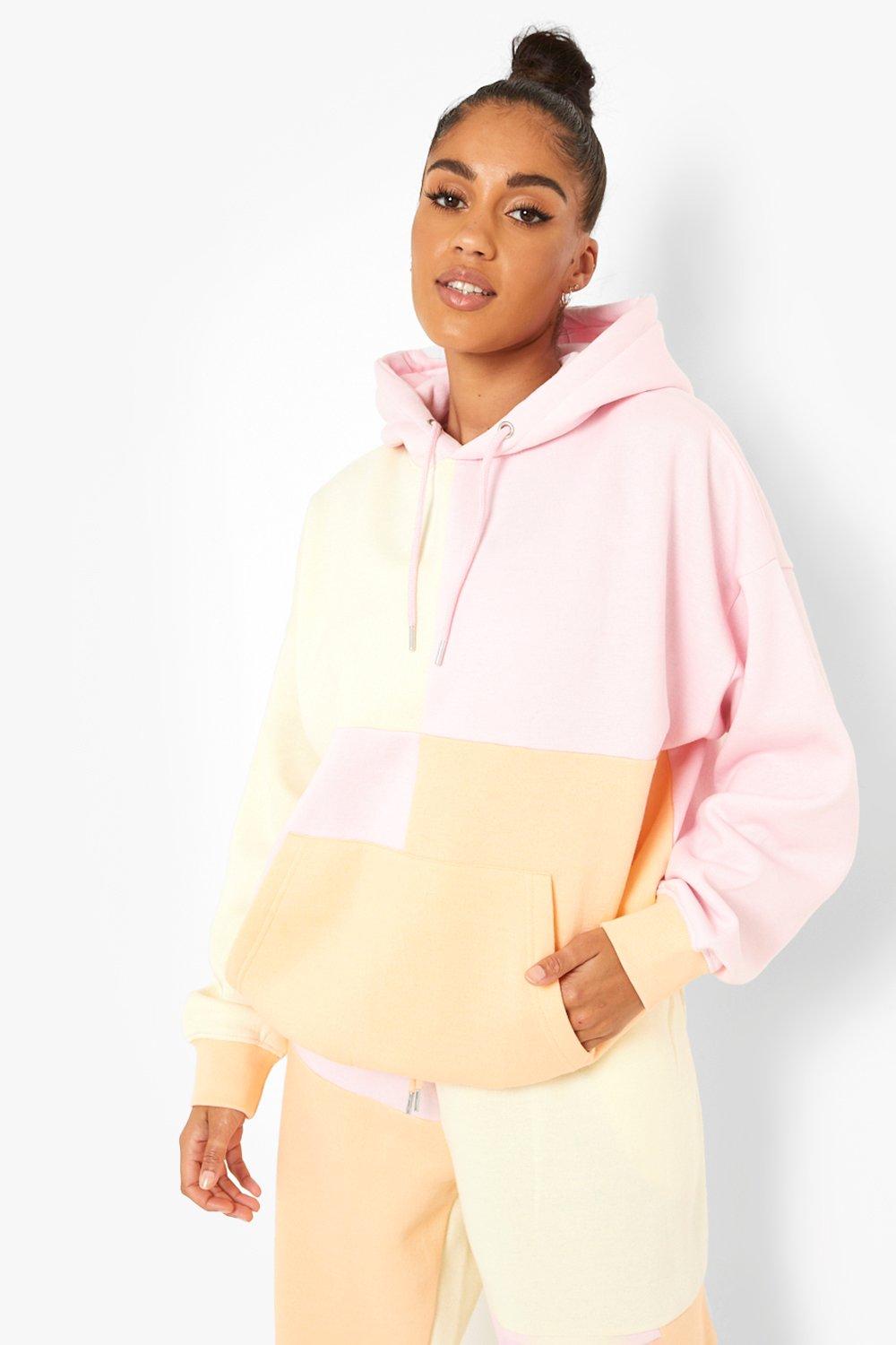 Urban outfitters pastel 2025 color block hoodie