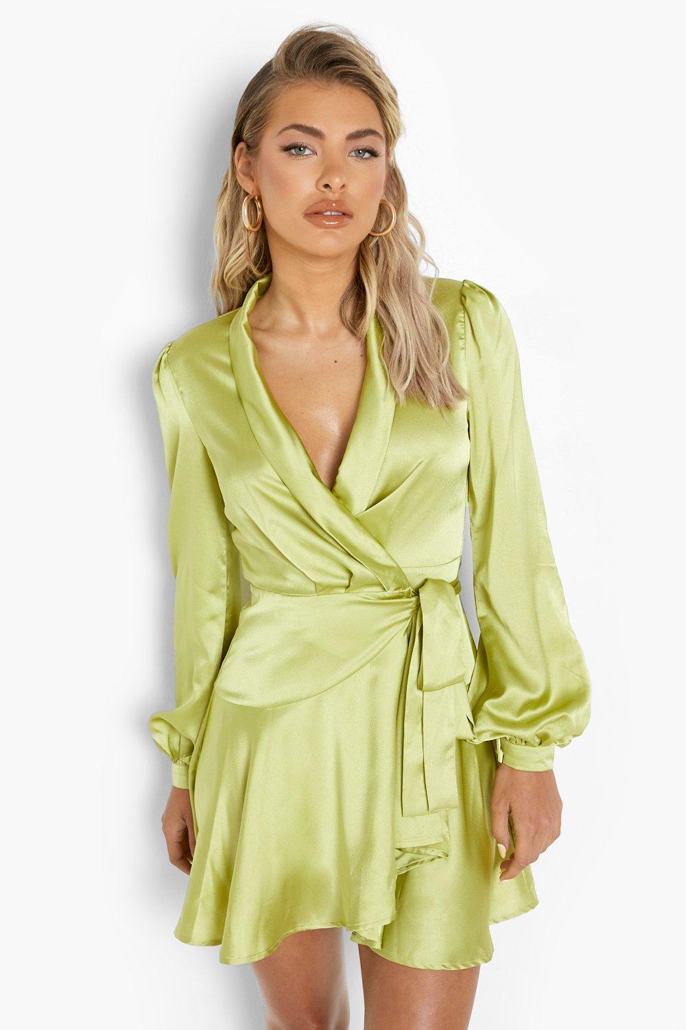 satin wrap dress