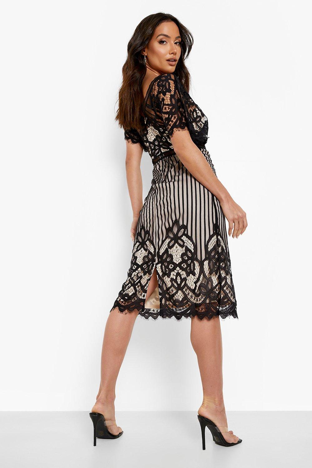 Boohoo black lace dress hotsell