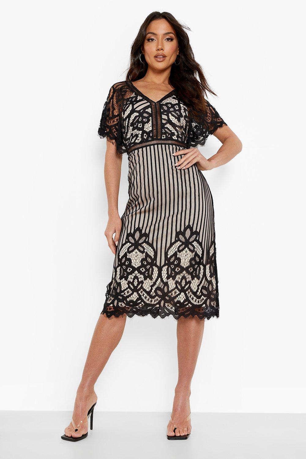 Boohoo black white on sale dress