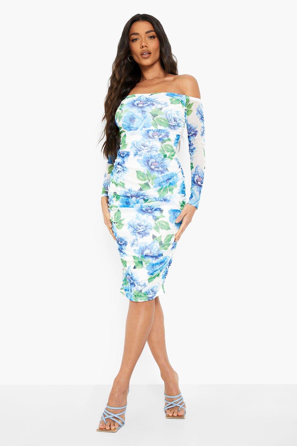 Boohoo bardot cheap midi dress