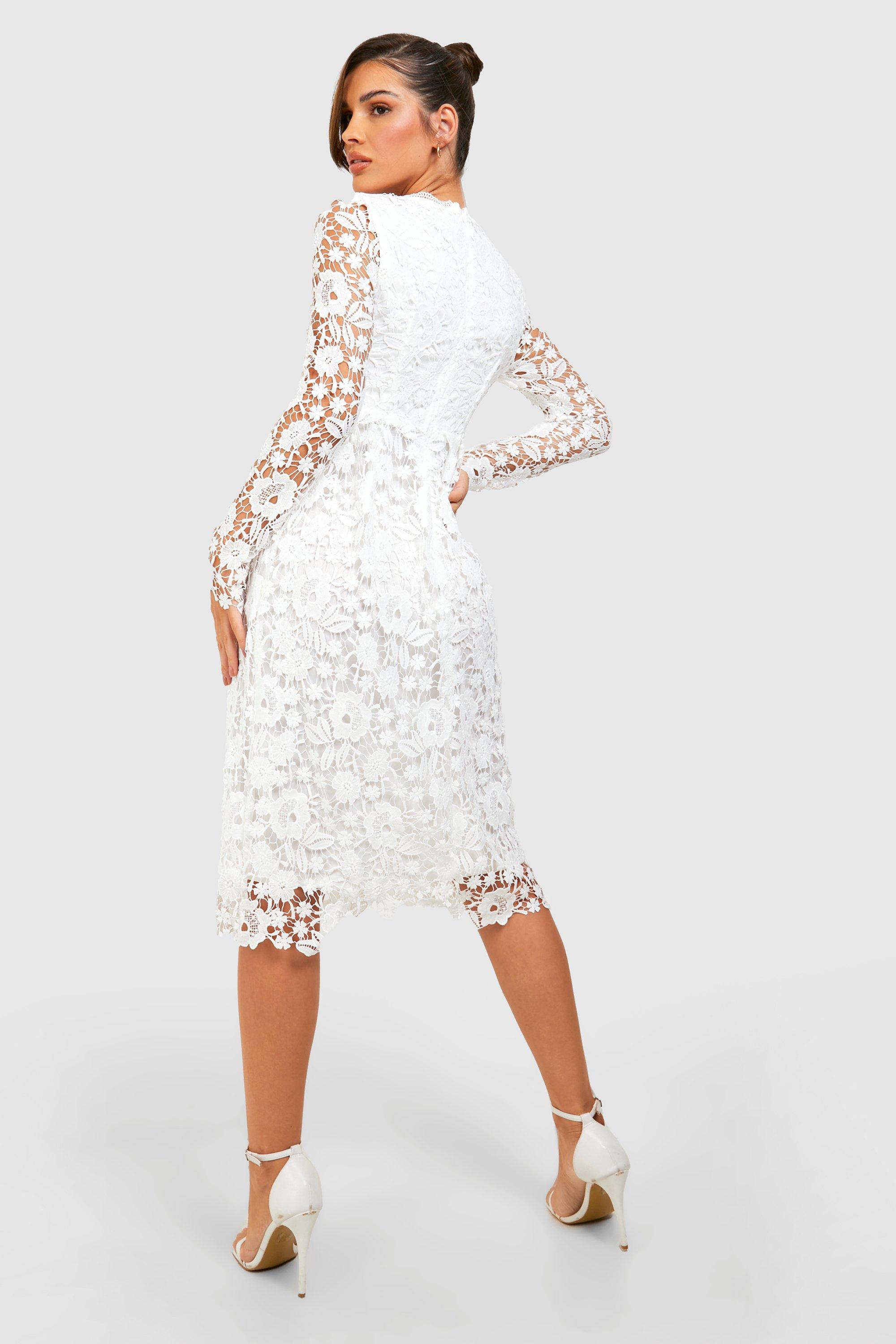 Boohoo lace dress midi best sale