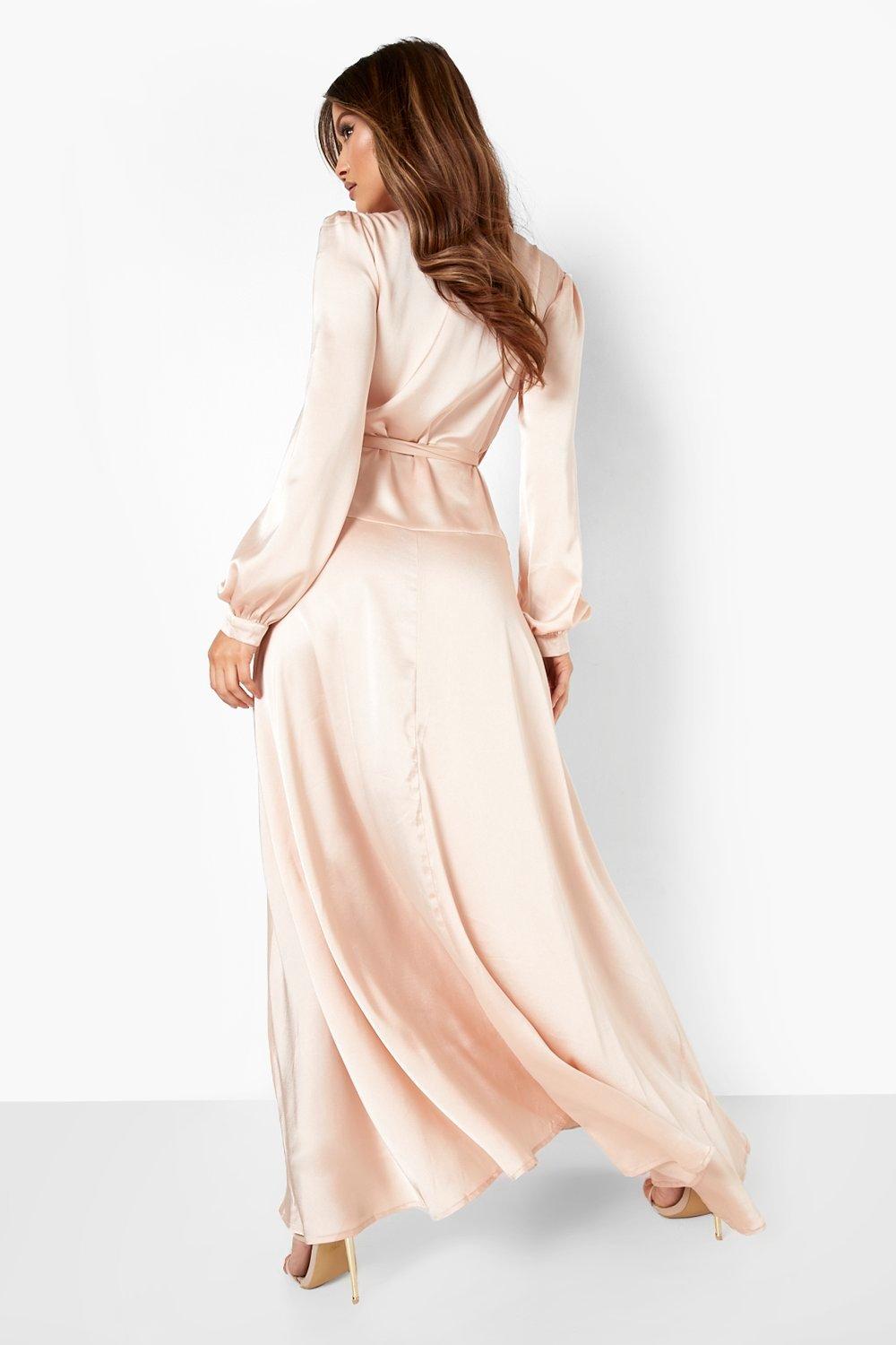 boohoo satin wrap dress