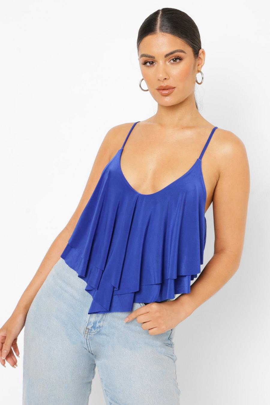 Blue Double Layer Frill Bodysuit image number 1