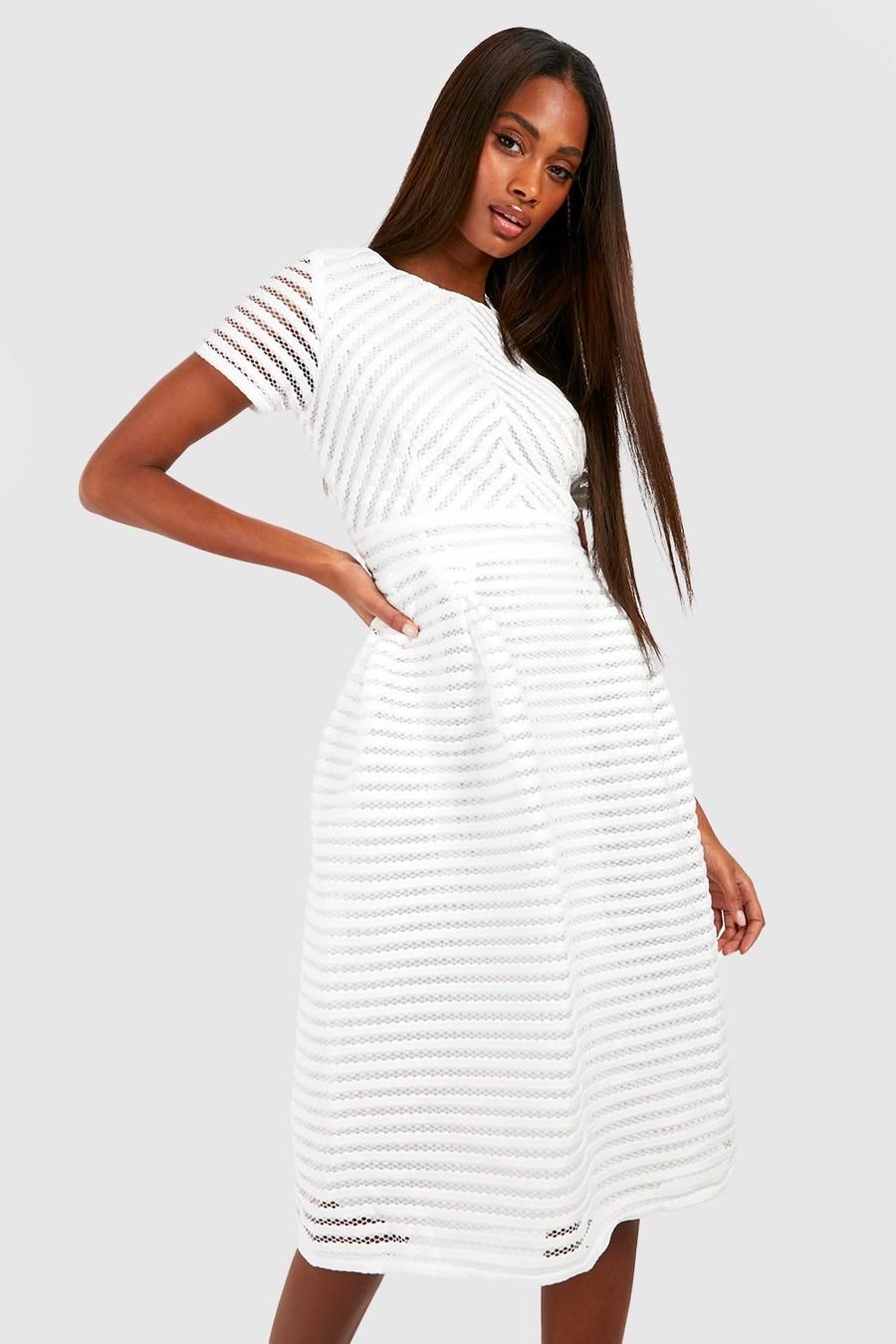 White Boutique Full Skirted Prom Midi Dress image number 1