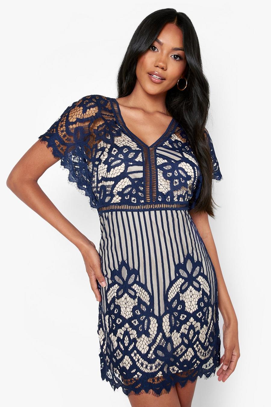 Navy Boutique All Over Lace Bodycon Mini Dress image number 1
