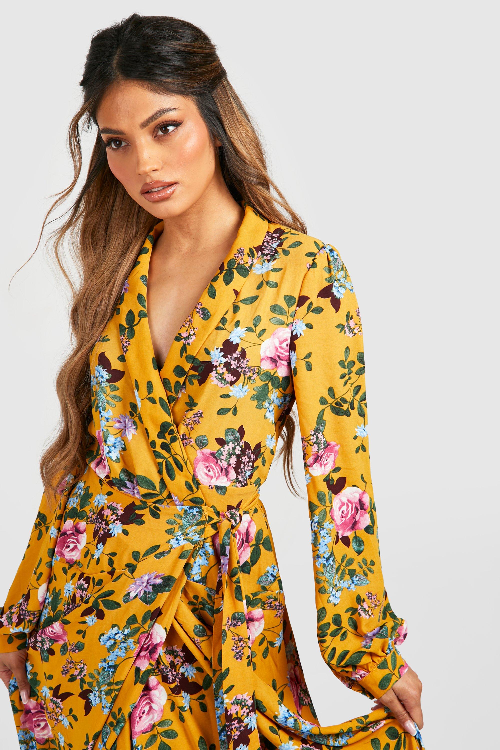 Floral Wrap Belted Maxi Dress