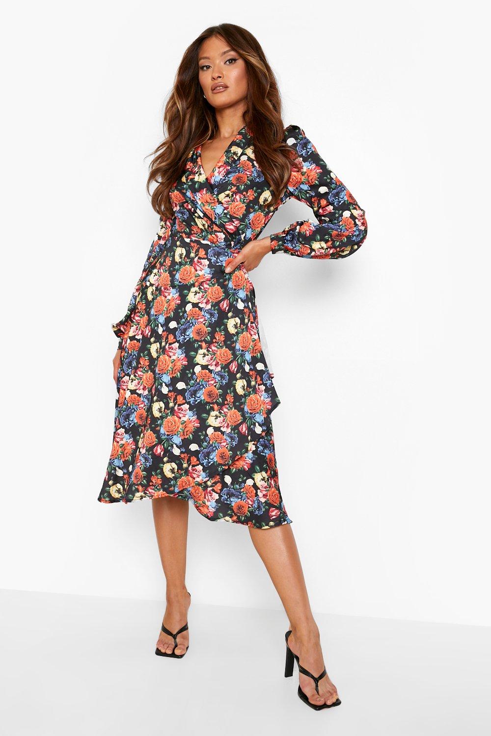 Boohoo navy store floral dress