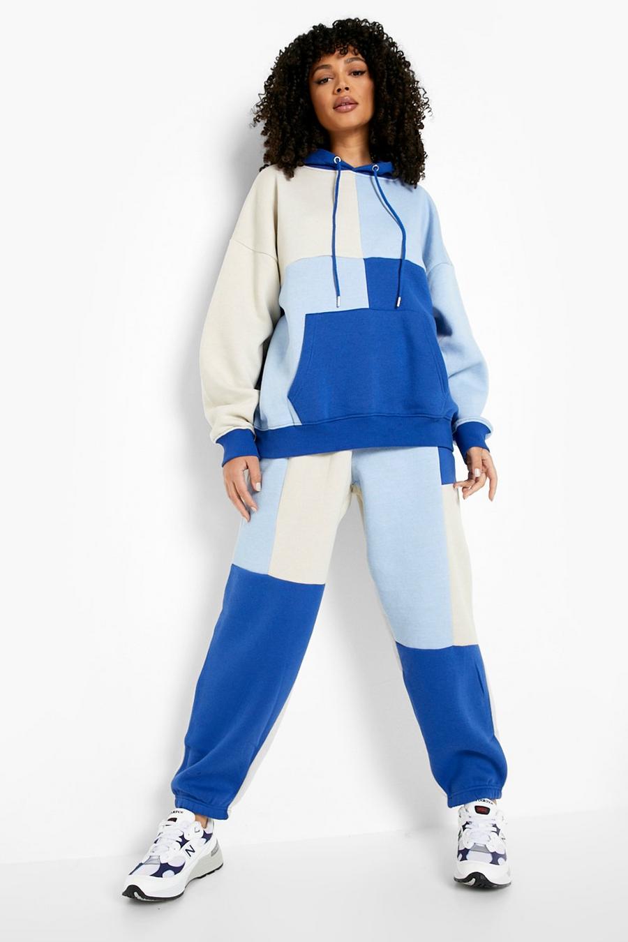 Pantalón deportivo con colores en bloque en tonos azul cobalto, Cobalt image number 1