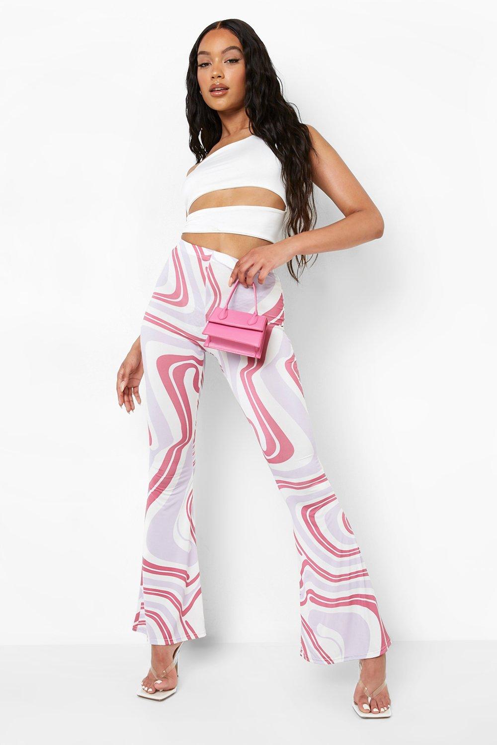 marble print flare pants