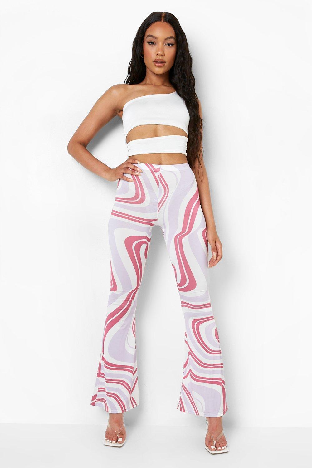 Patterned flare hot sale trousers