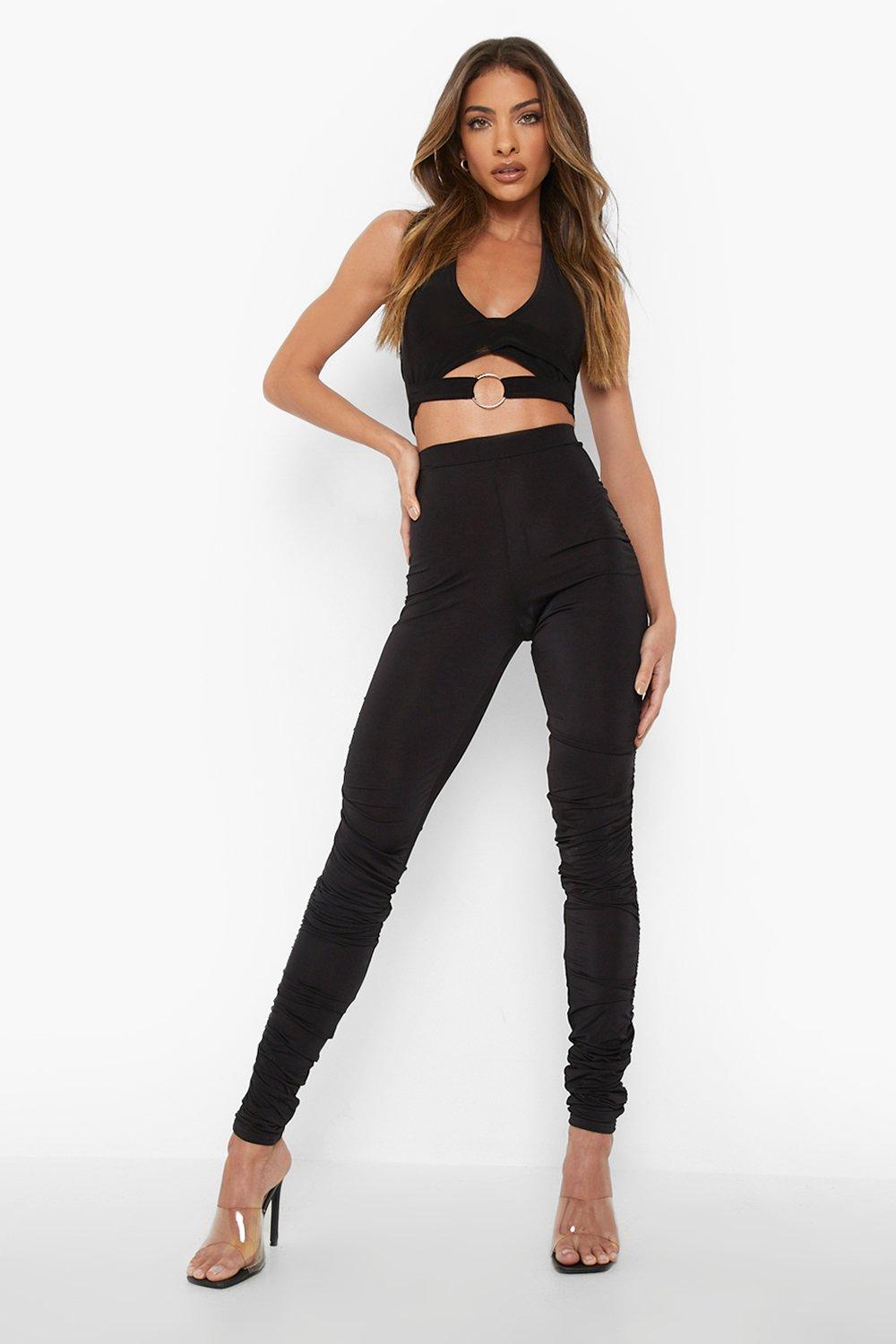 Ruched Slinky High Waisted Leggings
