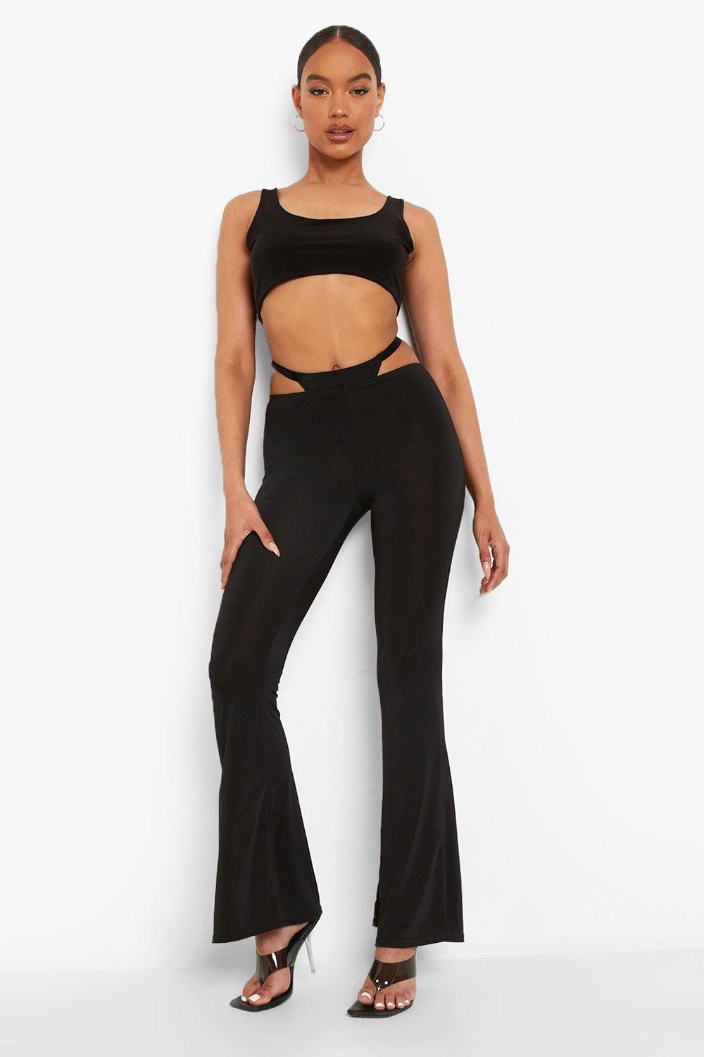 Black Slinky Bandeau Flared Trouser Co-ord - Isola – Rebellious Fashion