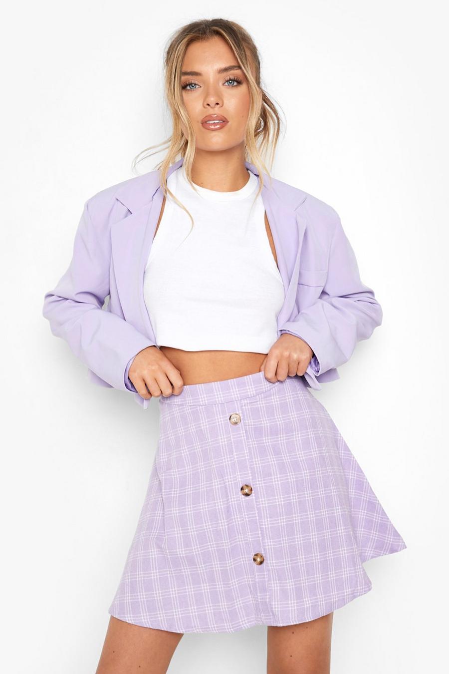 Lilac Check Skater Skirt image number 1